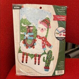 Bucilla “Christmas Llama” 18” Felt Stocking Kit - New